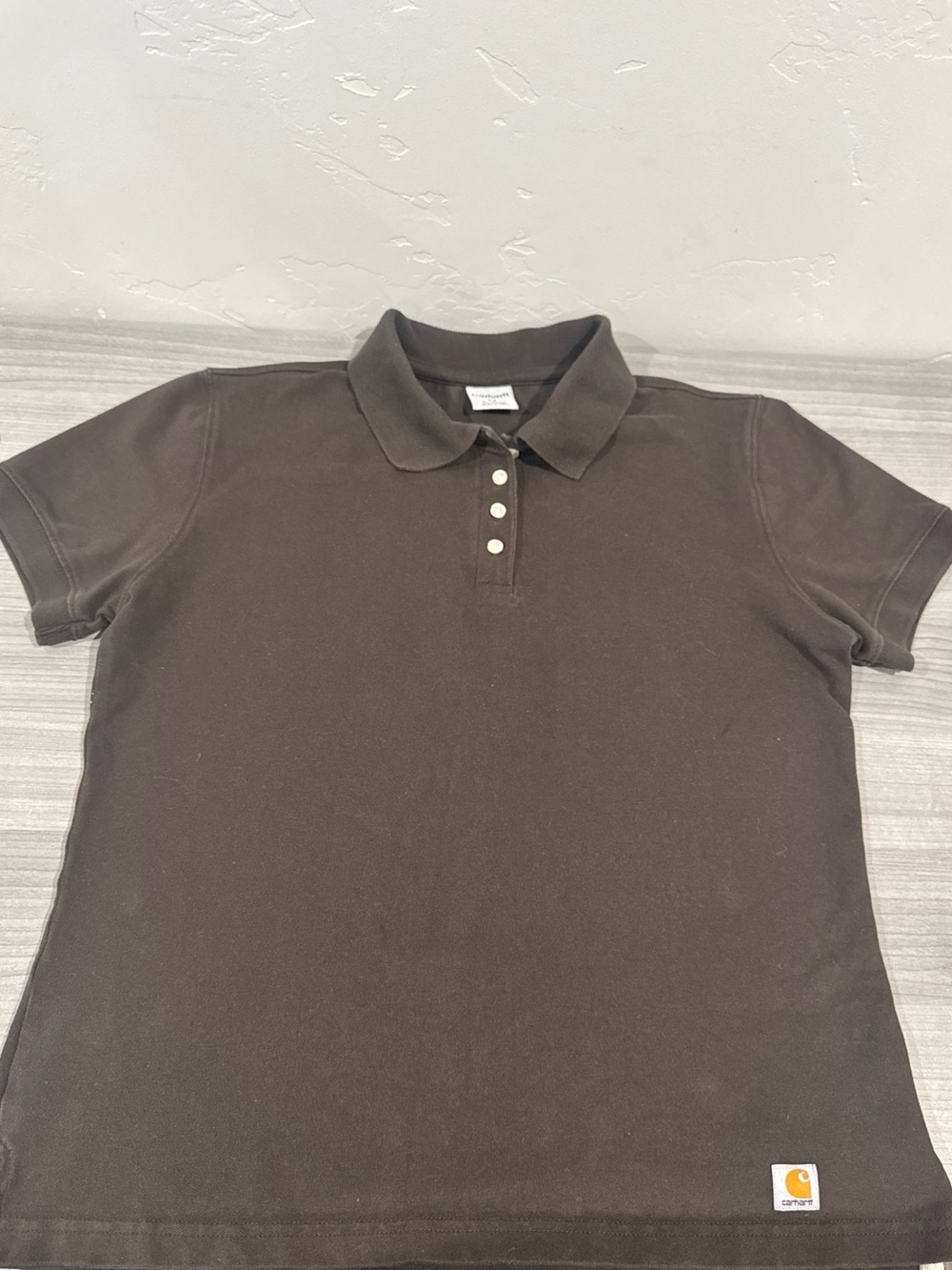 Carhartt Polo Shirt Womens M Brown Good Short Sleeve Cotton Blend Workwear Logo